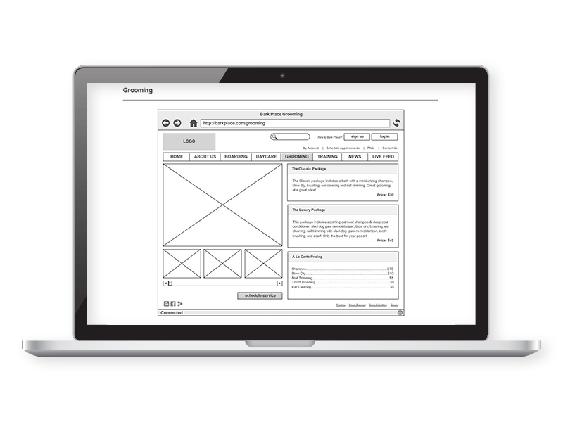 Bark Place / Wireframe